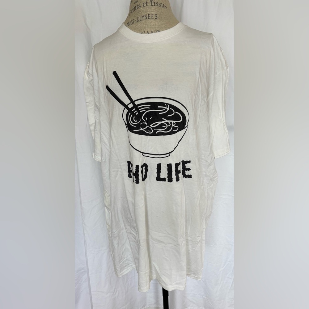 Anvil Womens Oversized “Pho Life” Graphic Tee in Cream Sz 2X - Picture 2 of 7